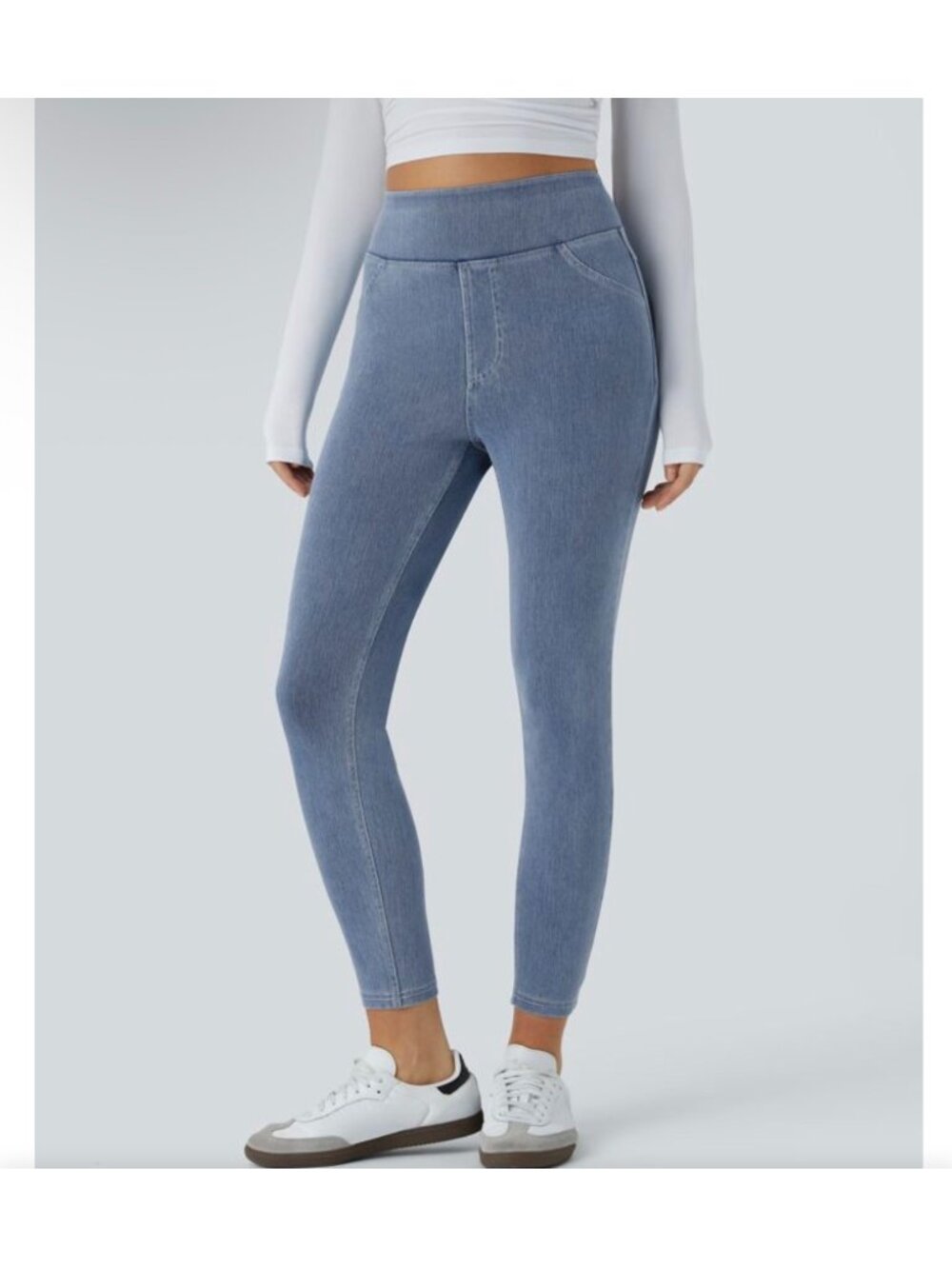 Halara Womens Full-Length size Small Jeggings Small Blue Stretch Denim Blend